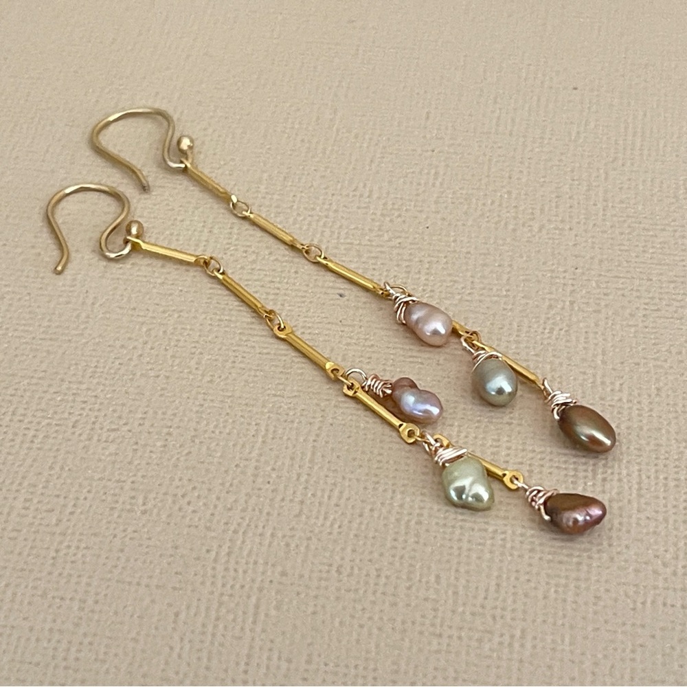 Handmade 14K Gold Plated Pearl Drop Earrings—Gift-Ready